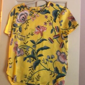 Loft yellow silk print blouse